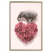 Poster Enamored Elephant - composition with a heart of roses and an animal on a pink background 118264 additionalThumb 16