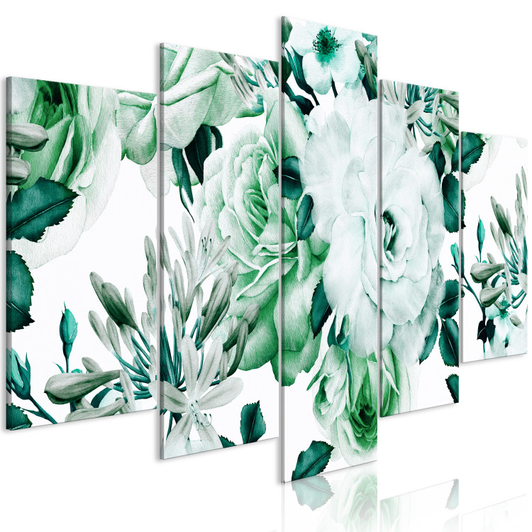 Canvas Green roses - a delicate plant pentaptych in shades of green 118364 additionalImage 2