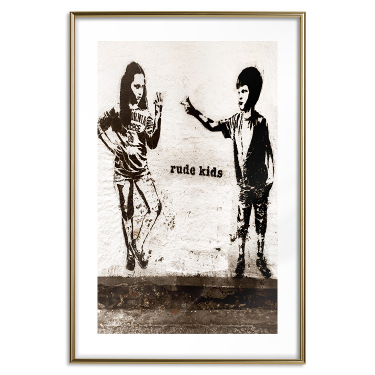 Wall Poster Naughty Kids - Banksy-style graffiti with two little people 118764 additionalImage 14