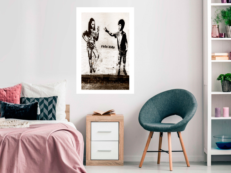 Wall Poster Naughty Kids - Banksy-style graffiti with two little people 118764 additionalImage 4