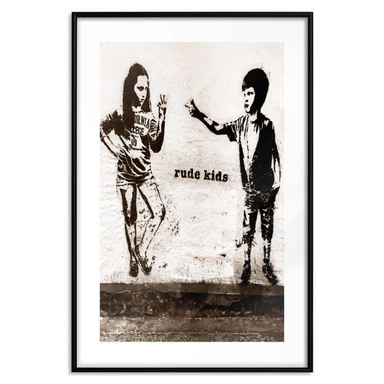 Wall Poster Naughty Kids - Banksy-style graffiti with two little people 118764 additionalImage 17