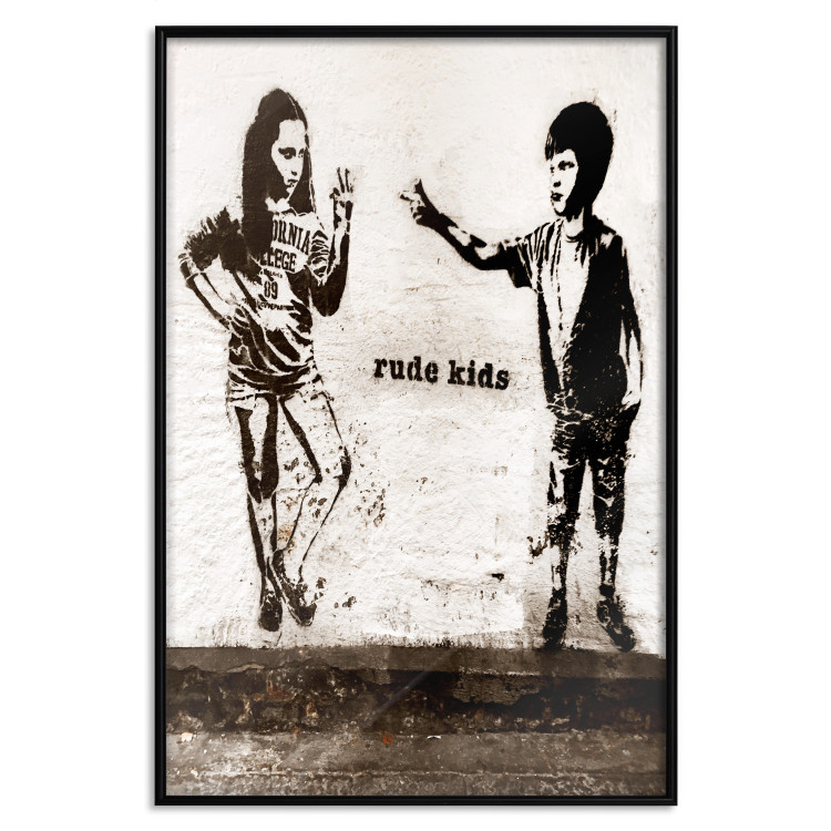 Wall Poster Naughty Kids - Banksy-style graffiti with two little people 118764 additionalImage 24