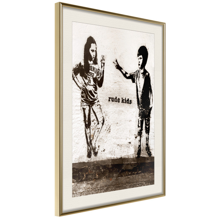 Wall Poster Naughty Kids - Banksy-style graffiti with two little people 118764 additionalImage 2
