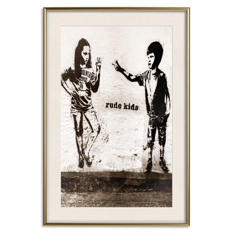 Wall Poster Naughty Kids - Banksy-style graffiti with two little people 118764 additionalImage 19