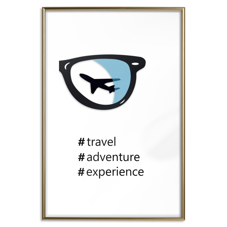 Poster New Experiences - airplane in a spectacle lens with black inscriptions 122364 additionalImage 16