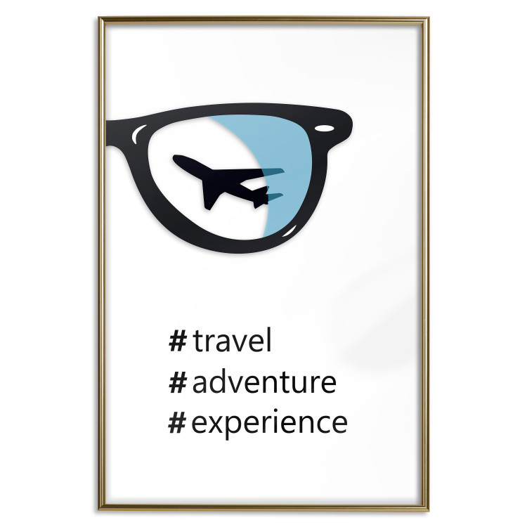 Poster New Experiences - airplane in a spectacle lens with black inscriptions 122364 additionalImage 20