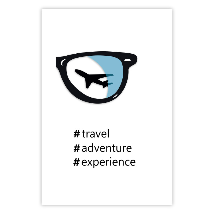 Poster New Experiences - airplane in a spectacle lens with black inscriptions 122364 additionalImage 25