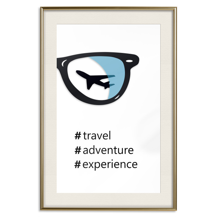 Poster New Experiences - airplane in a spectacle lens with black inscriptions 122364 additionalImage 19