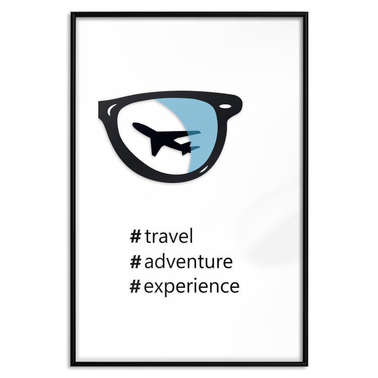Poster New Experiences - airplane in a spectacle lens with black inscriptions 122364 additionalImage 17