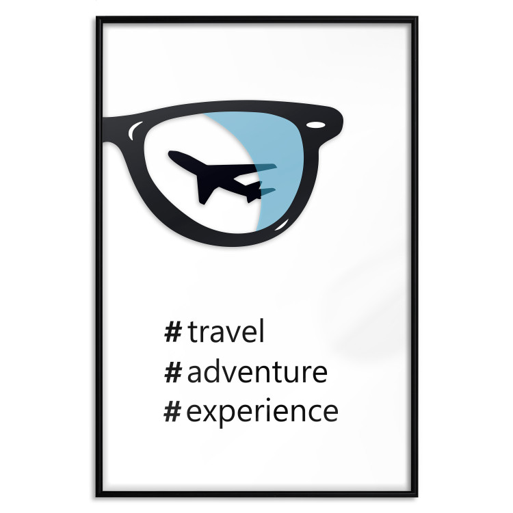 Poster New Experiences - airplane in a spectacle lens with black inscriptions 122364 additionalImage 24