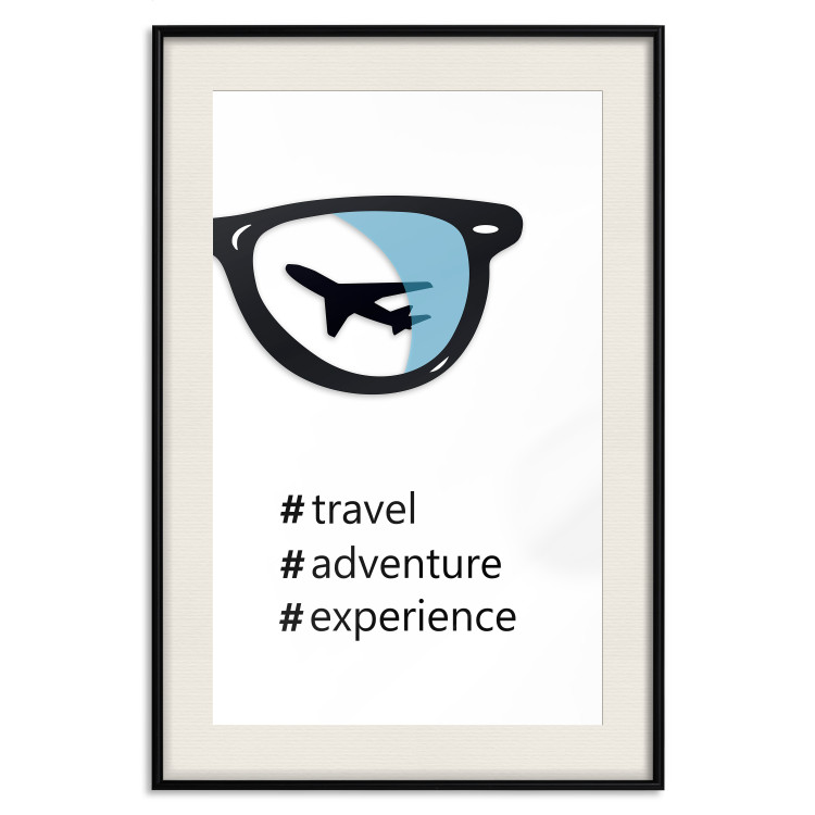 Poster New Experiences - airplane in a spectacle lens with black inscriptions 122364 additionalImage 18