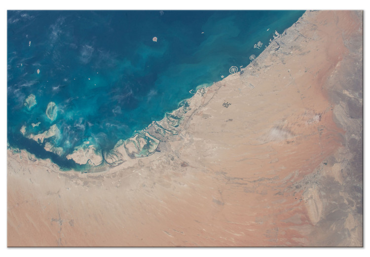 Canvas Dubai satellite photo - photography with the desert and the Arab city 123164