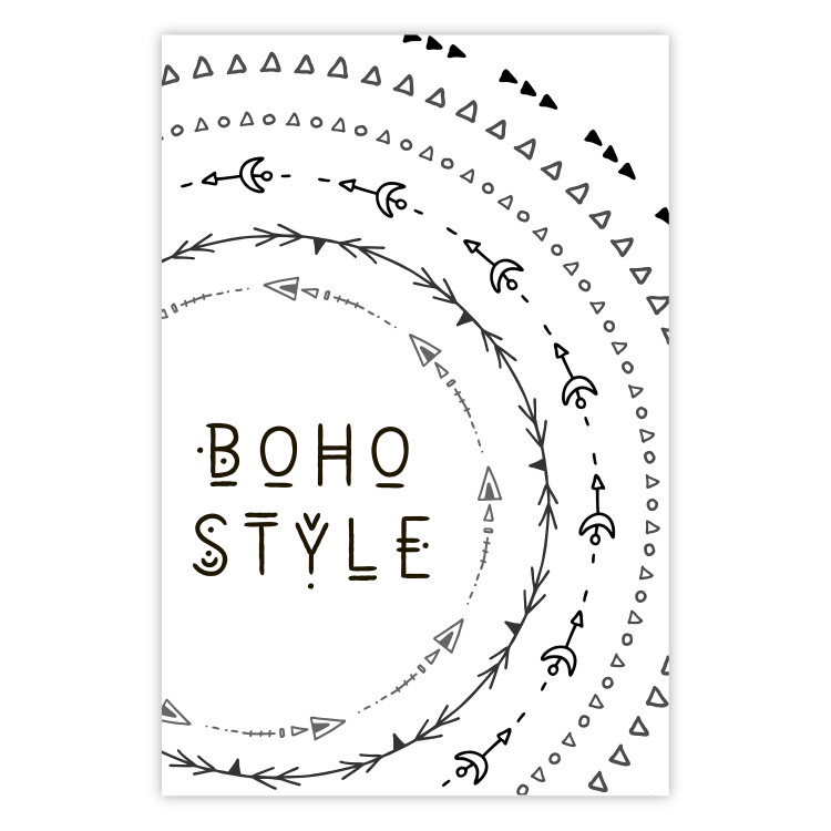 Poster Boho Style - black English text with various patterns 123364