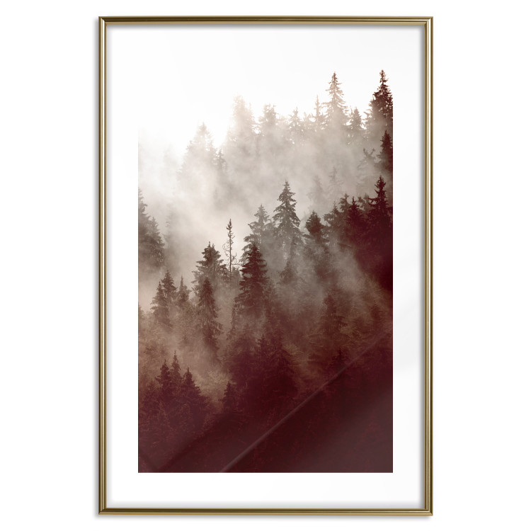 Wall Poster Brown Forest - landscape of forest against trees in fog in sepia motif 123864 additionalImage 14