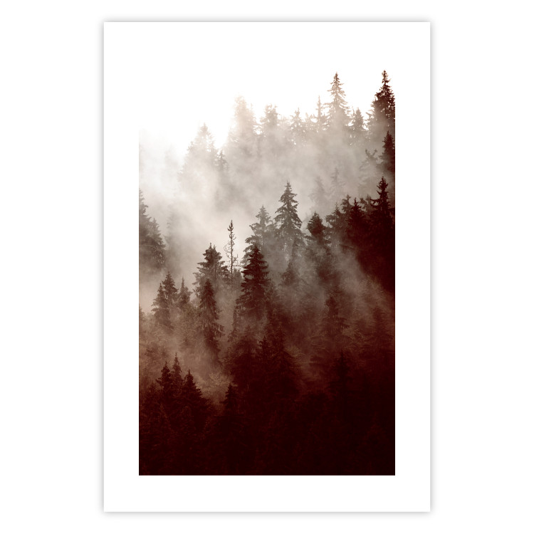 Wall Poster Brown Forest - landscape of forest against trees in fog in sepia motif 123864 additionalImage 19