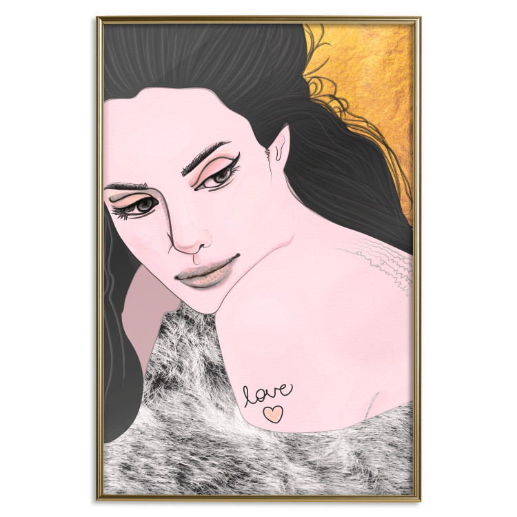 Wall Poster Sensual and Lovingly - portrait of a woman with English tattoo 125264 additionalImage 16