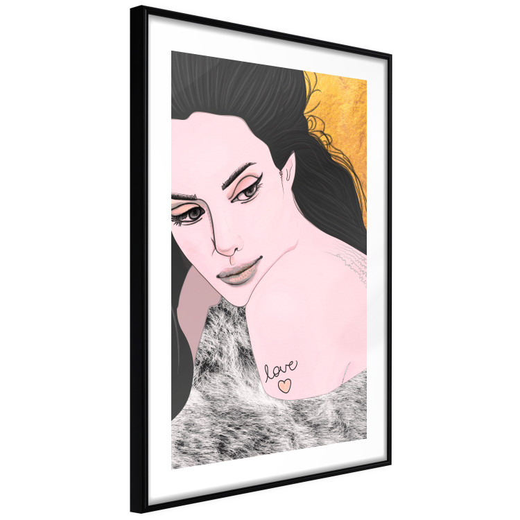 Wall Poster Sensual and Lovingly - portrait of a woman with English tattoo 125264 additionalImage 11