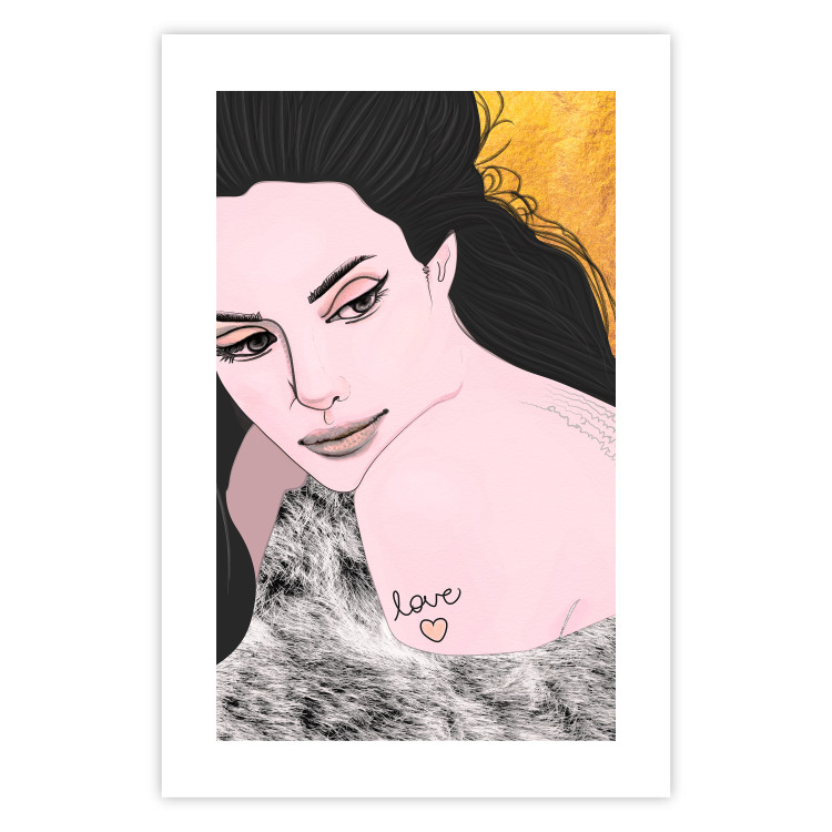 Wall Poster Sensual and Lovingly - portrait of a woman with English tattoo 125264 additionalImage 25