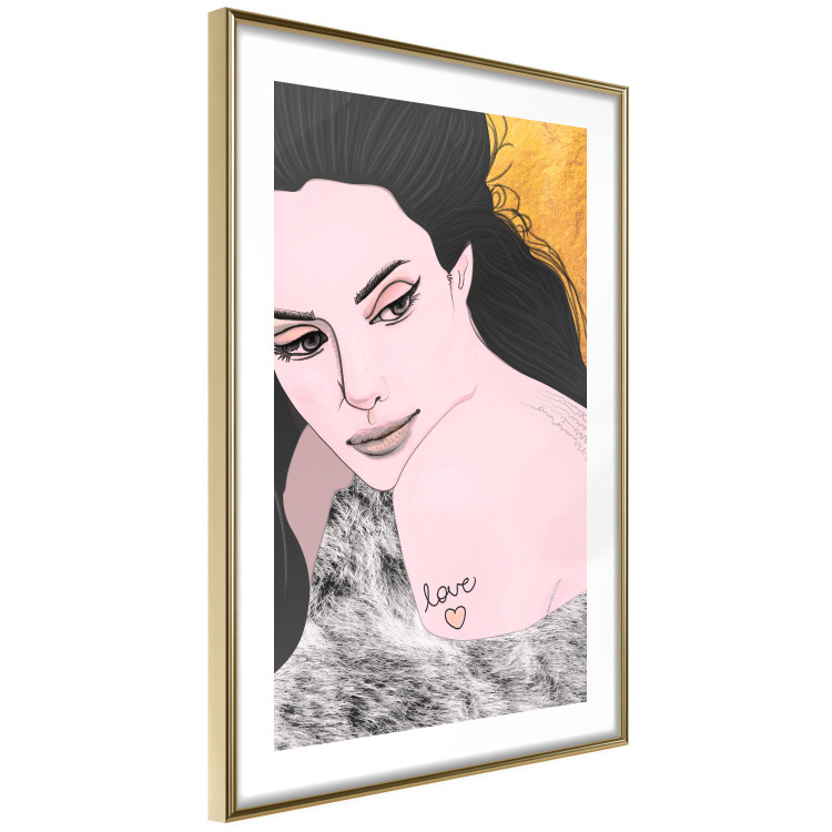 Wall Poster Sensual and Lovingly - portrait of a woman with English tattoo 125264 additionalImage 8