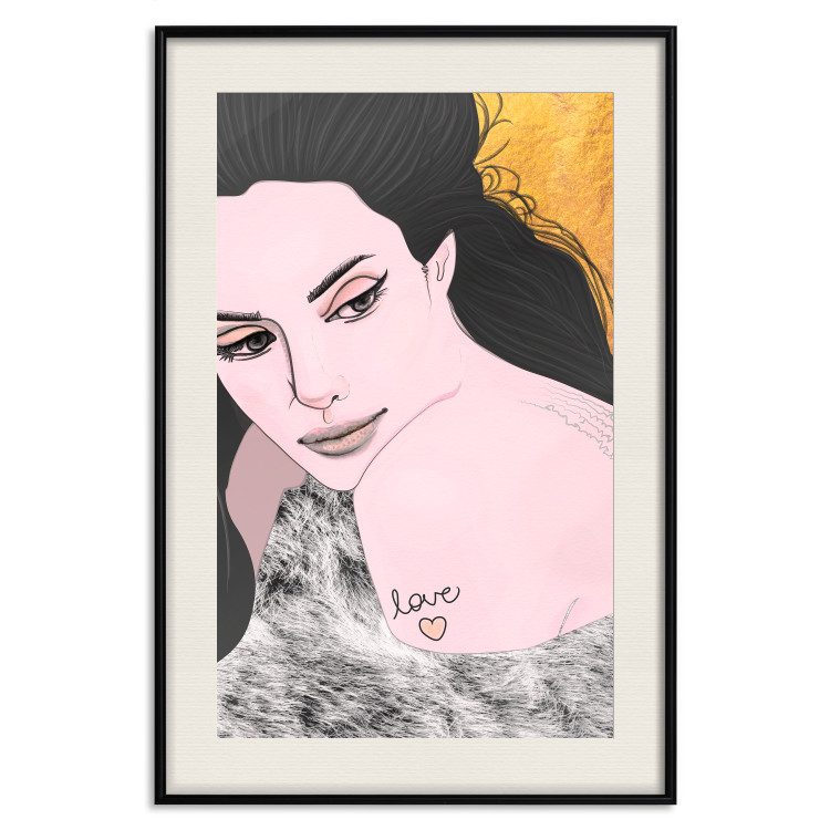 Wall Poster Sensual and Lovingly - portrait of a woman with English tattoo 125264 additionalImage 18
