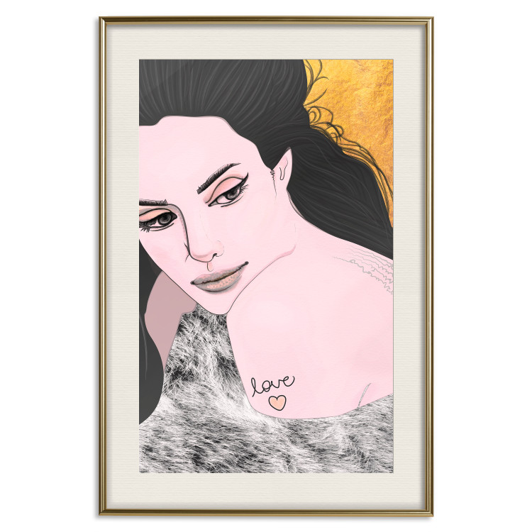 Wall Poster Sensual and Lovingly - portrait of a woman with English tattoo 125264 additionalImage 19