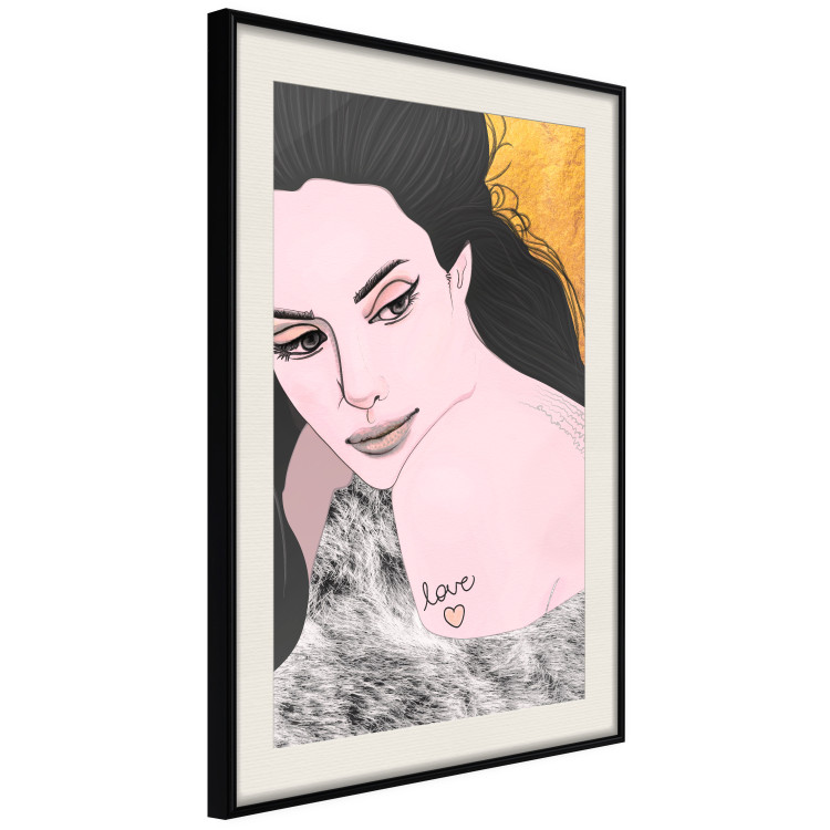 Wall Poster Sensual and Lovingly - portrait of a woman with English tattoo 125264 additionalImage 3