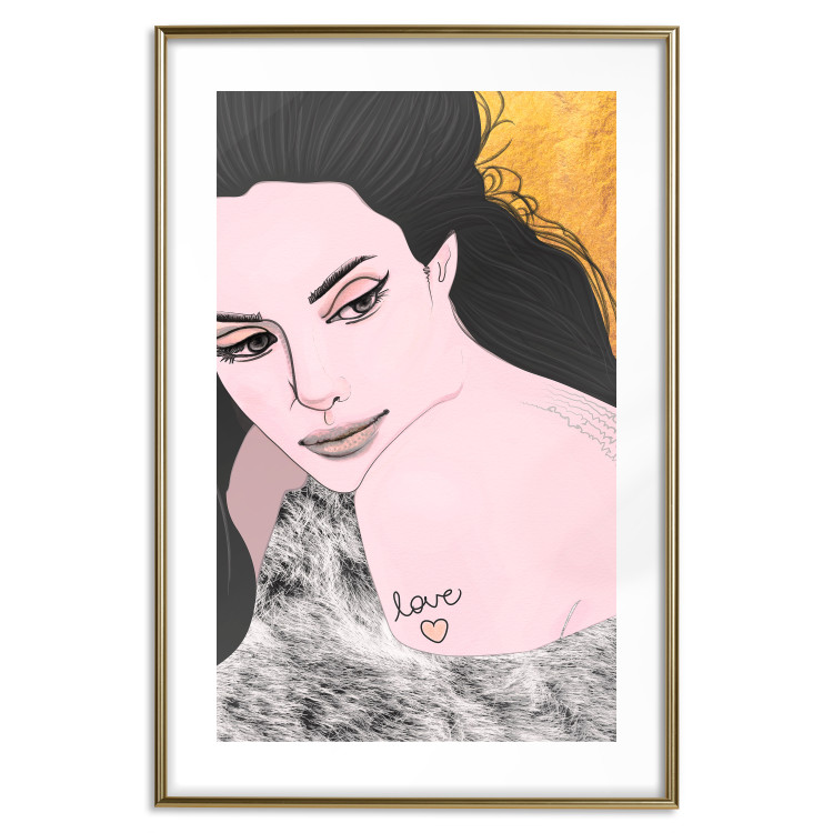 Wall Poster Sensual and Lovingly - portrait of a woman with English tattoo 125264 additionalImage 16