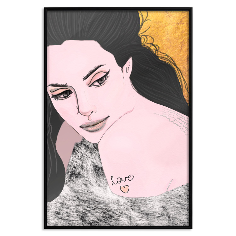Wall Poster Sensual and Lovingly - portrait of a woman with English tattoo 125264 additionalImage 24