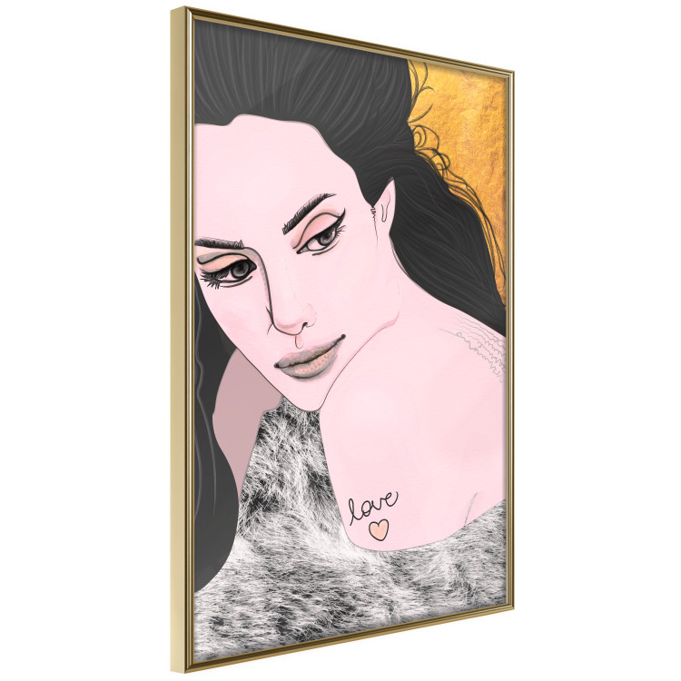 Wall Poster Sensual and Lovingly - portrait of a woman with English tattoo 125264 additionalImage 12