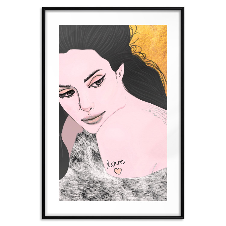 Wall Poster Sensual and Lovingly - portrait of a woman with English tattoo 125264 additionalImage 17