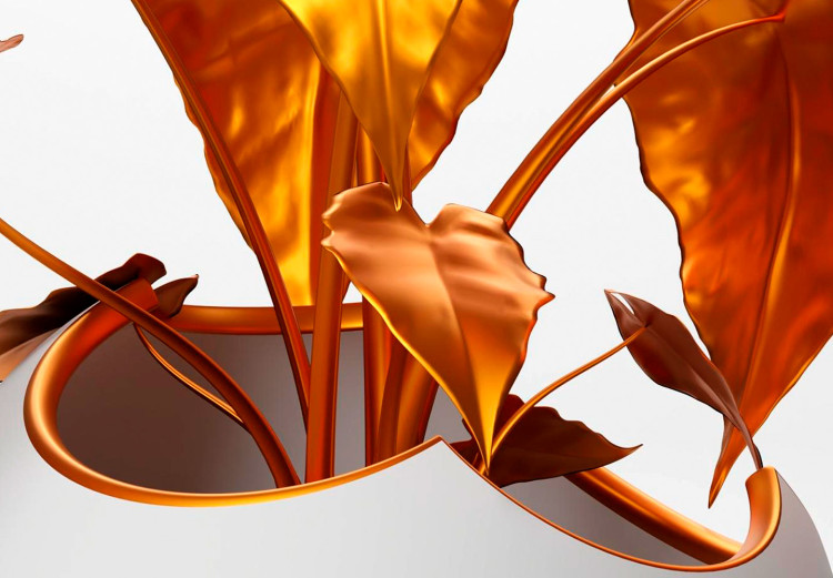 Wall Poster Copper Leaves - abstract vase with golden leaves on a white background 126064 additionalImage 9