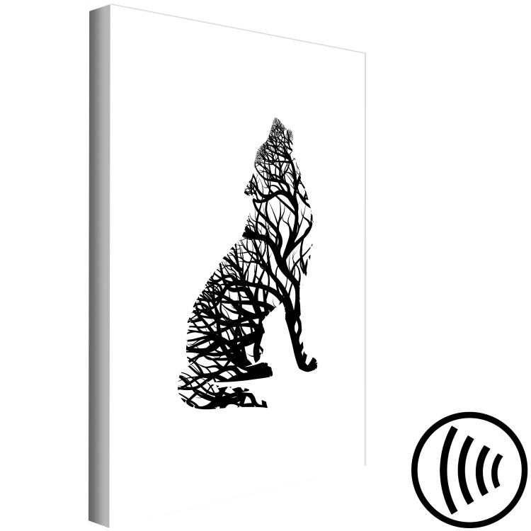 Canvas Art Print Black wolf - an abstract animal outline filled with branches 126664 additionalImage 6
