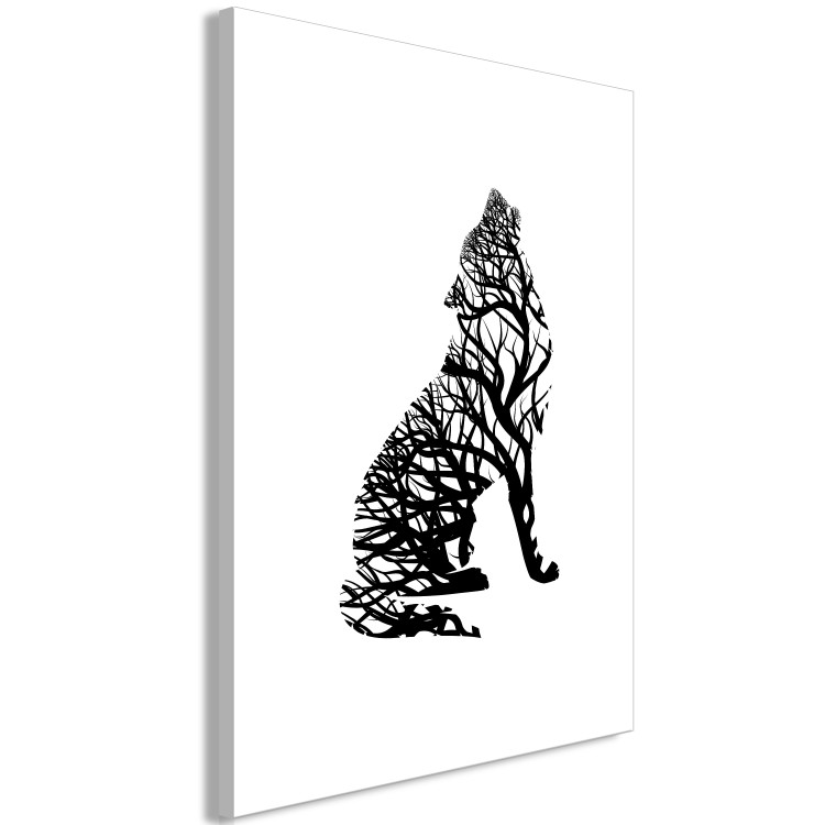 Canvas Art Print Black wolf - an abstract animal outline filled with branches 126664 additionalImage 2