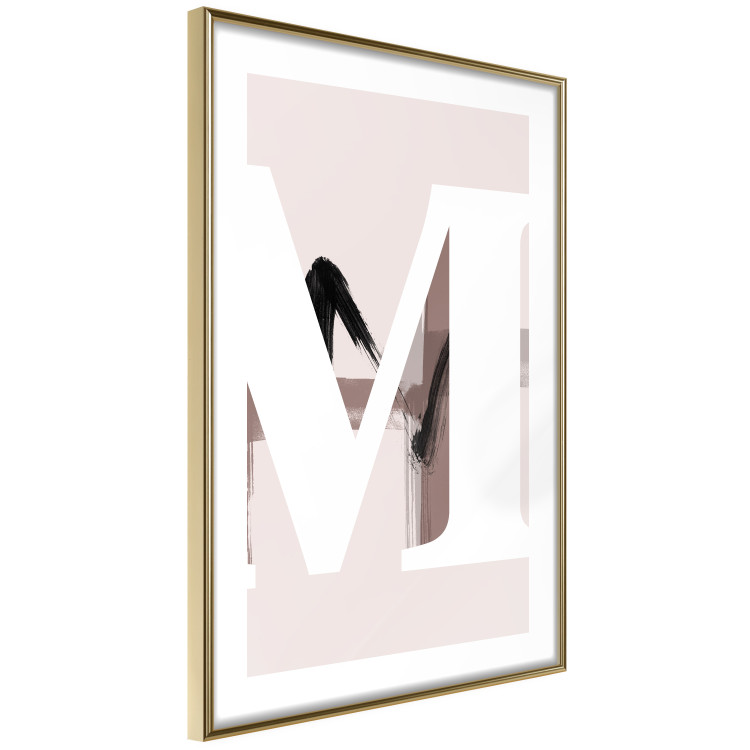 Poster Letter M - white alphabet letter on light pink abstract background 127864 additionalImage 7