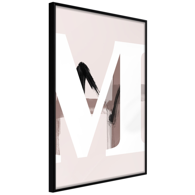 Poster Letter M - white alphabet letter on light pink abstract background 127864 additionalImage 11
