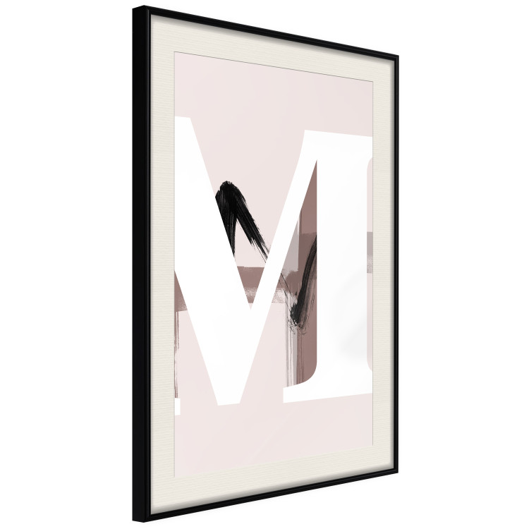 Poster Letter M - white alphabet letter on light pink abstract background 127864 additionalImage 2