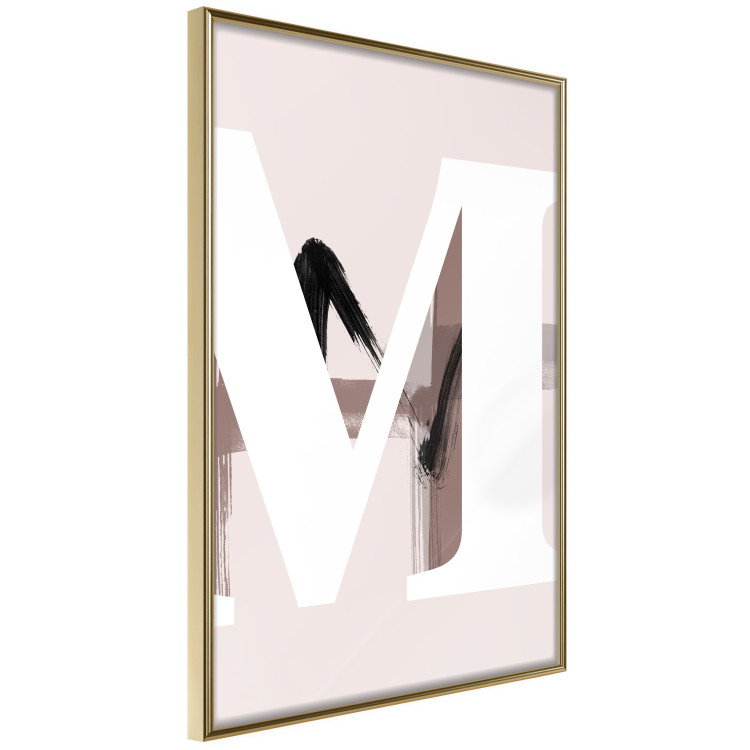 Poster Letter M - white alphabet letter on light pink abstract background 127864 additionalImage 14