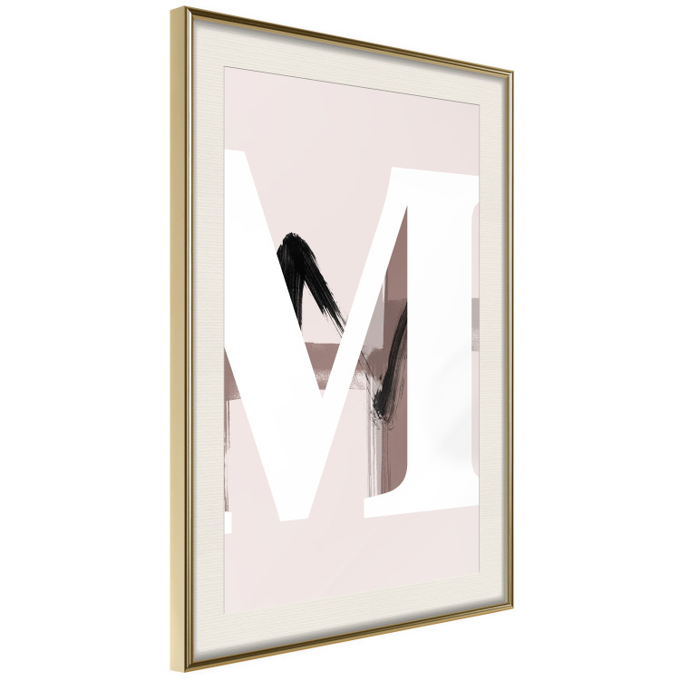 Poster Letter M - white alphabet letter on light pink abstract background 127864 additionalImage 3