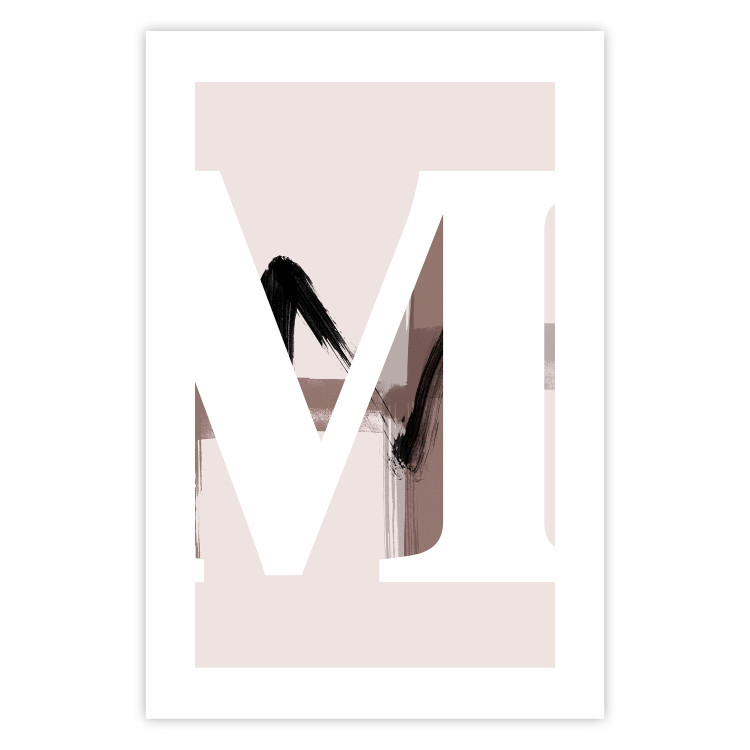 Poster Letter M - white alphabet letter on light pink abstract background 127864 additionalImage 25