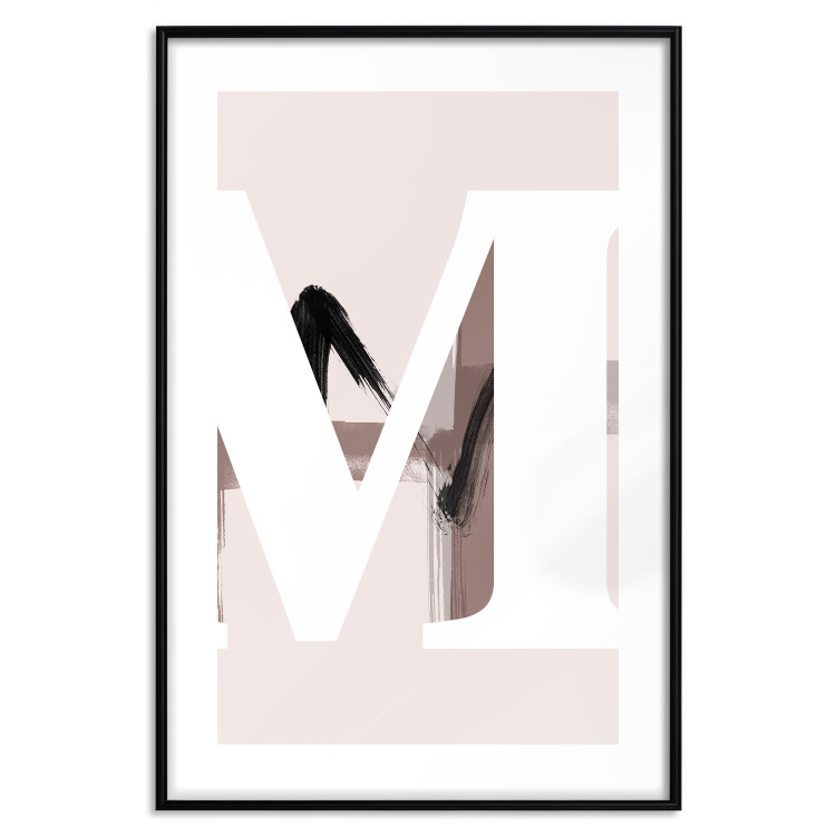 Poster Letter M - white alphabet letter on light pink abstract background 127864 additionalImage 15