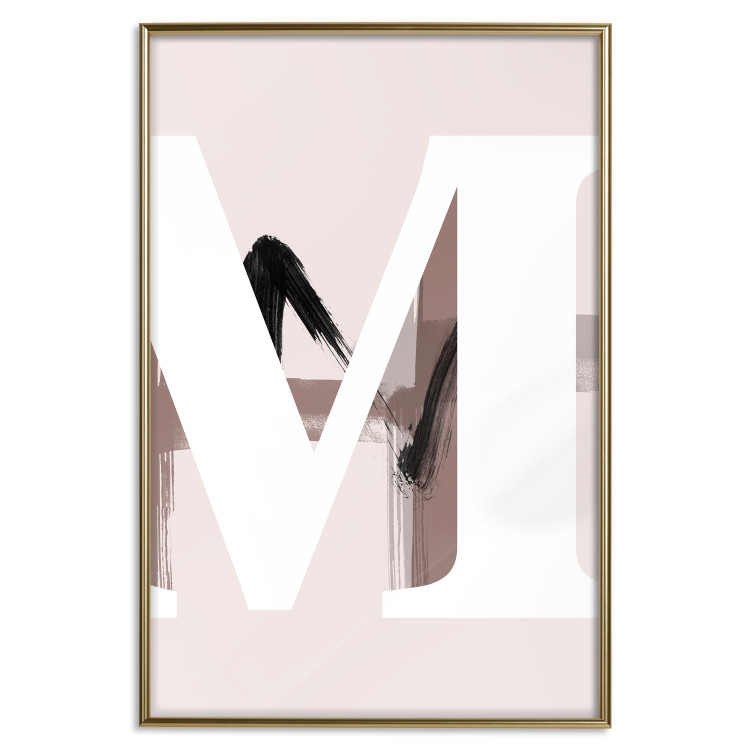 Poster Letter M - white alphabet letter on light pink abstract background 127864 additionalImage 21