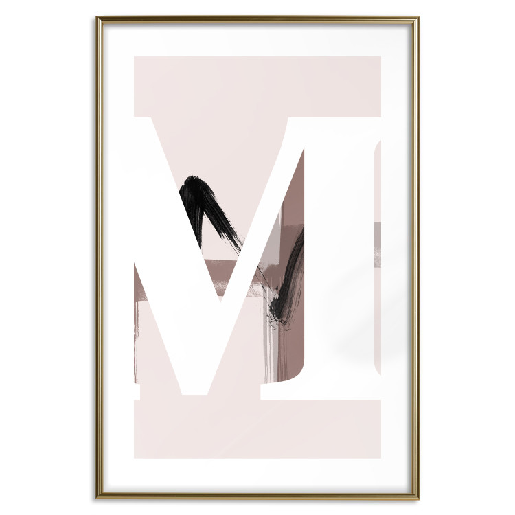 Poster Letter M - white alphabet letter on light pink abstract background 127864 additionalImage 16