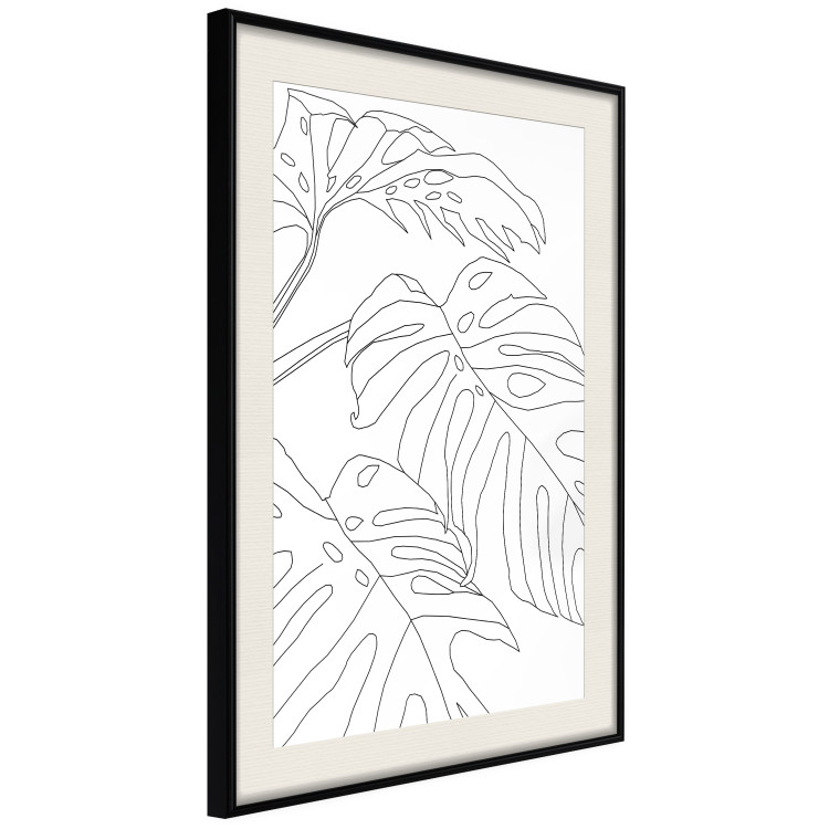 Poster Monstera Composition - line art of tropical plant leaves on white background 128364 additionalImage 2
