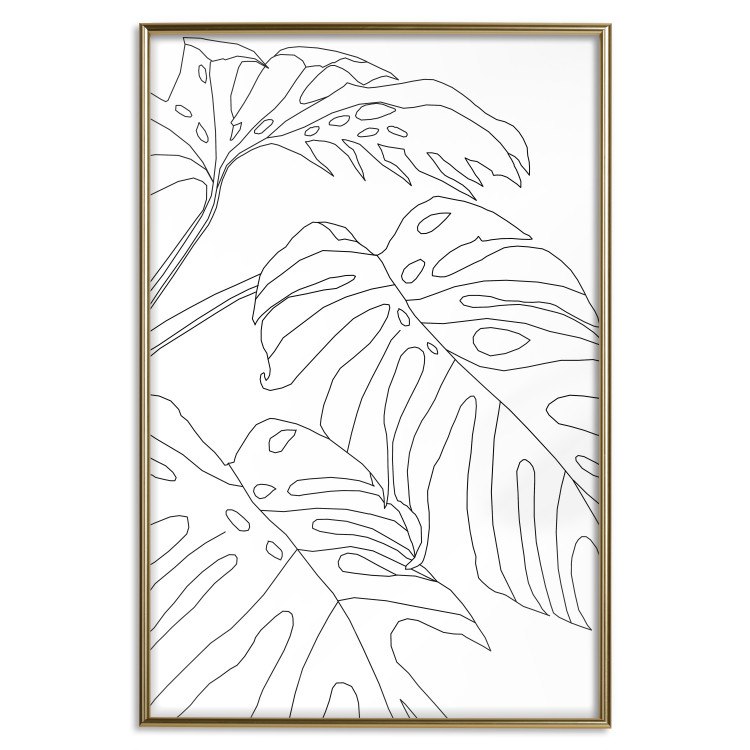 Poster Monstera Composition - line art of tropical plant leaves on white background 128364 additionalImage 21