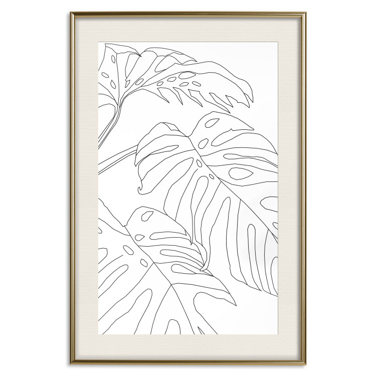 Poster Monstera Composition - line art of tropical plant leaves on white background 128364 additionalImage 20