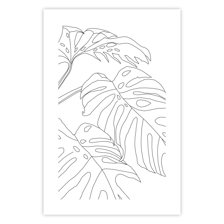 Poster Monstera Composition - line art of tropical plant leaves on white background 128364 additionalImage 25
