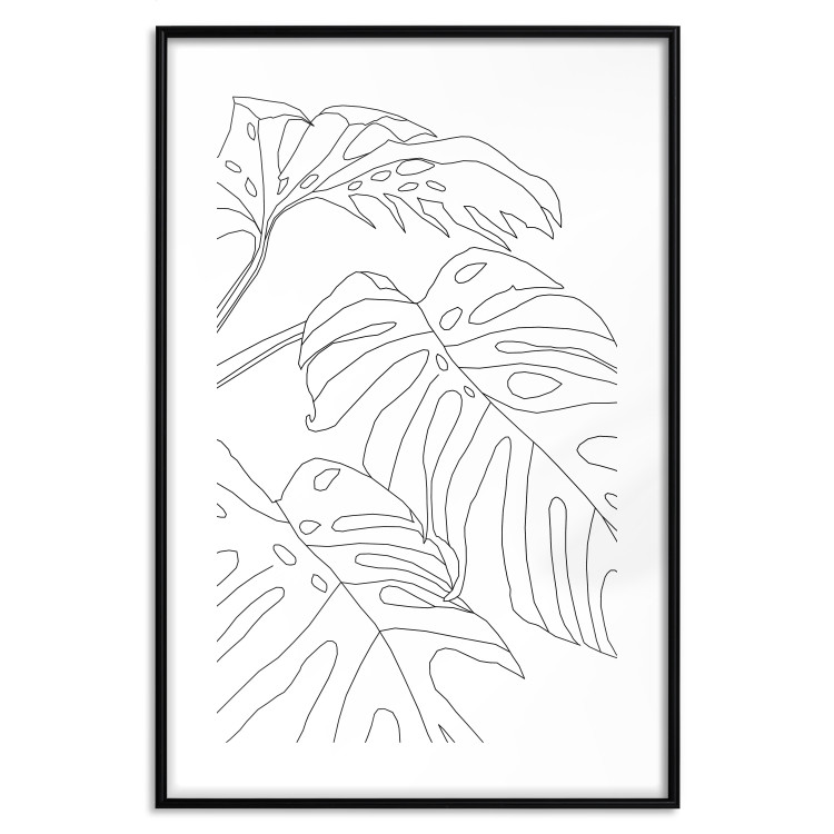 Poster Monstera Composition - line art of tropical plant leaves on white background 128364 additionalImage 15