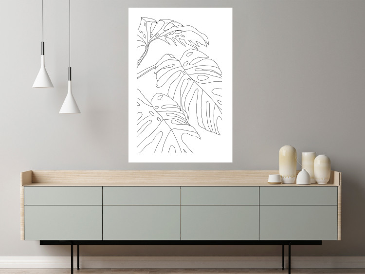 Poster Monstera Composition - line art of tropical plant leaves on white background 128364 additionalImage 5