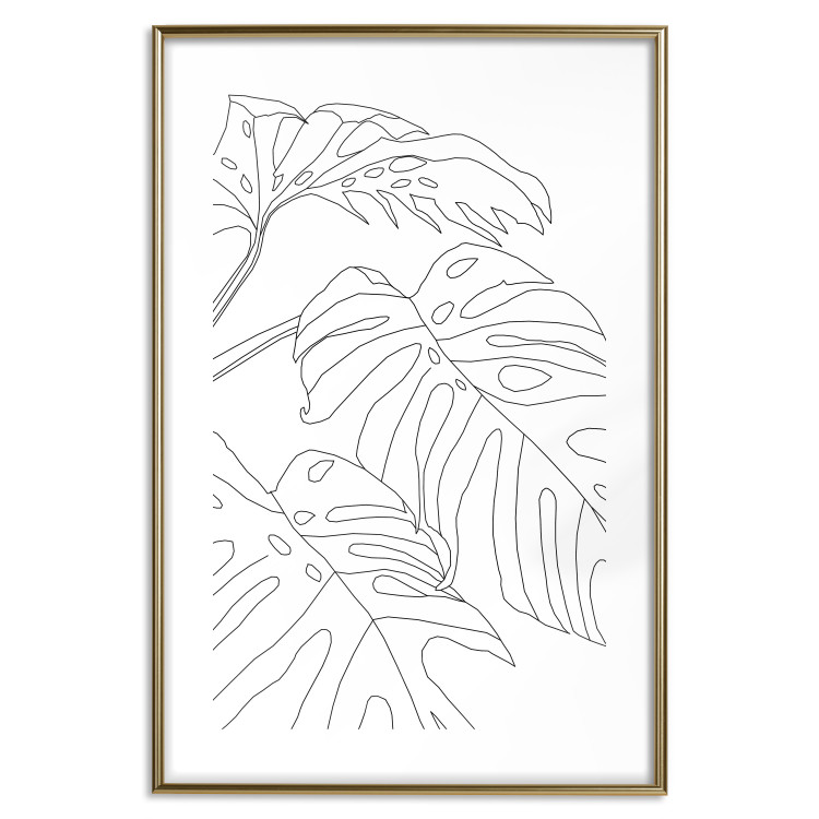 Poster Monstera Composition - line art of tropical plant leaves on white background 128364 additionalImage 16