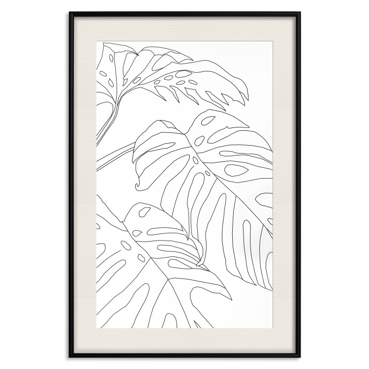 Poster Monstera Composition - line art of tropical plant leaves on white background 128364 additionalImage 19